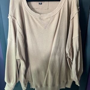 American Eagle Waffle Distressed Knit Sweater